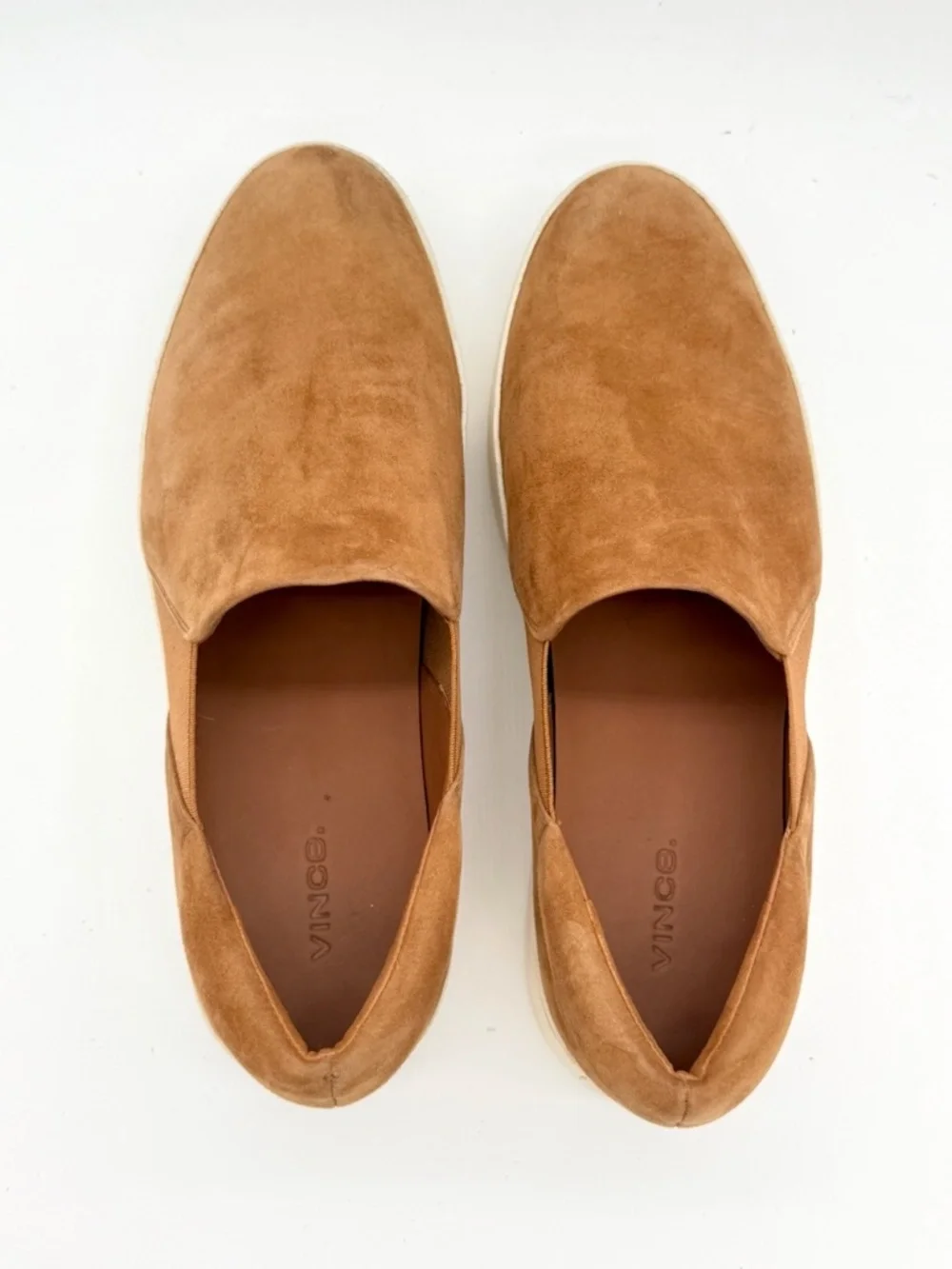 Vince Warren Womens Platform Slip On Sneakers Size 10 Suede Brown Tan Loafers